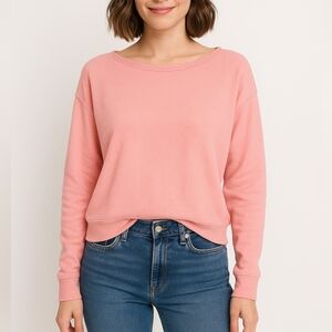 SUNDRY Sz S (1) Pink Pullover Stretch Oversized Boat Neck Sweatshirt Comfort